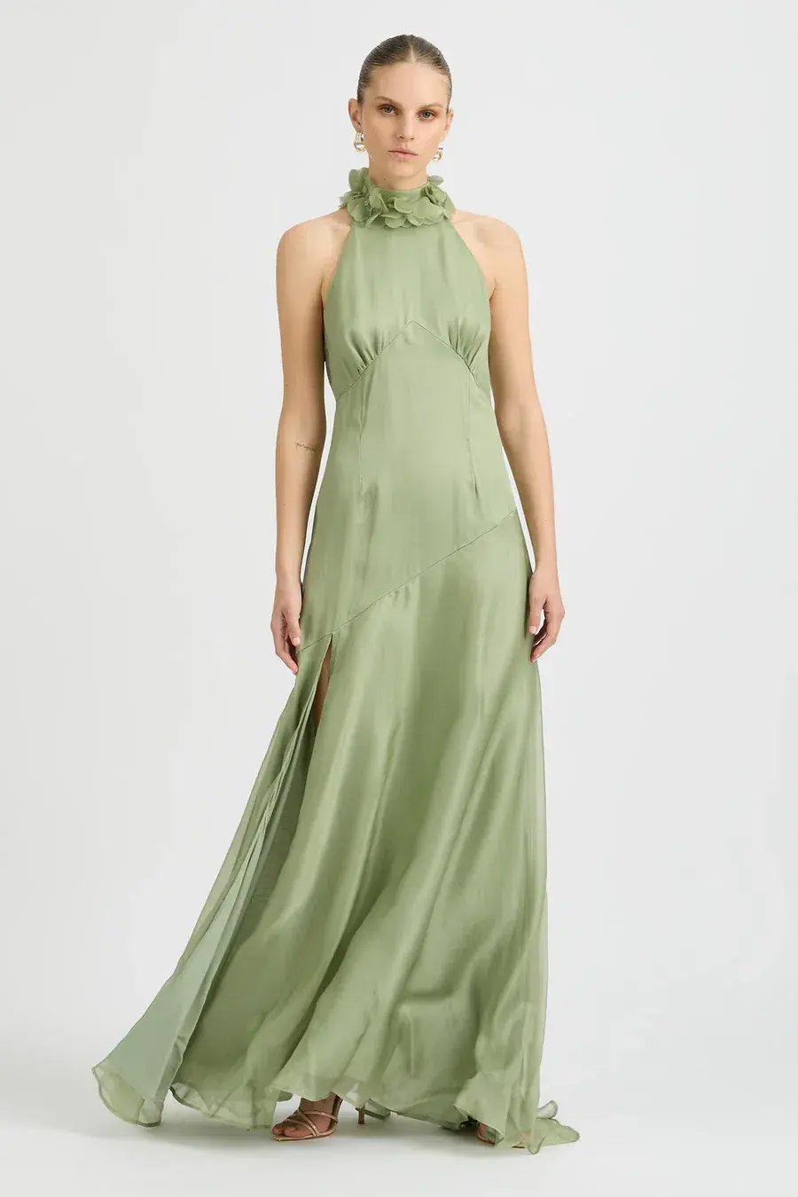 Sonya Moda Noelle Dress Maxi Green Moss Size AU 16 photo 4