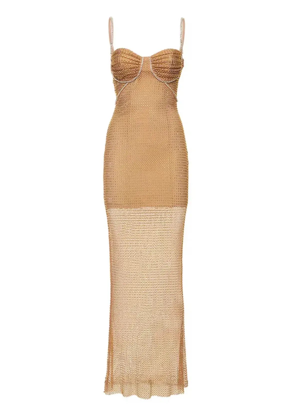 Self Portrait Hotfix Fishnet Maxi Nude Size AU 10 photo 3