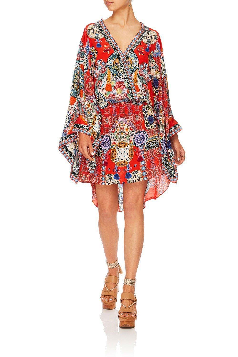 Camilla 'Found in Translation' V-neck Kimono Dress with Tie Size 14 photo 2