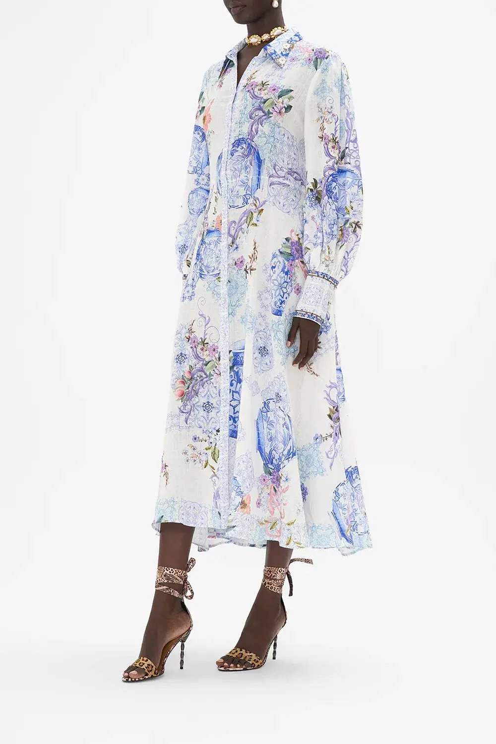 Camilla Waist Tie Shirt Dress Paint Me Positano Size AU 12 photo 3