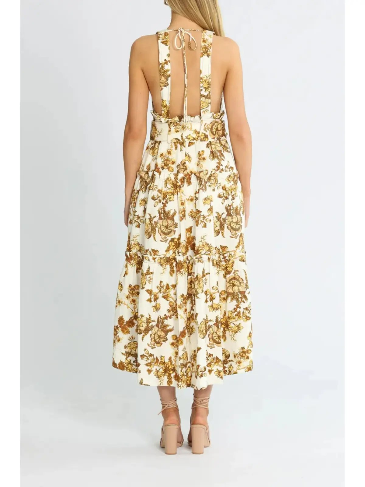 Shona Joy Bella Tiered Midi Dress Print Size AU 12 photo 3