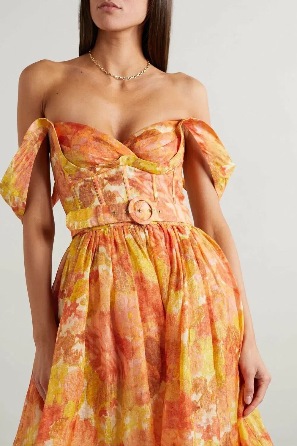 Zimmermann High Tide Picnic Midi Dress Citrus Ikat Floral Size 0 / 8 AU photo 2