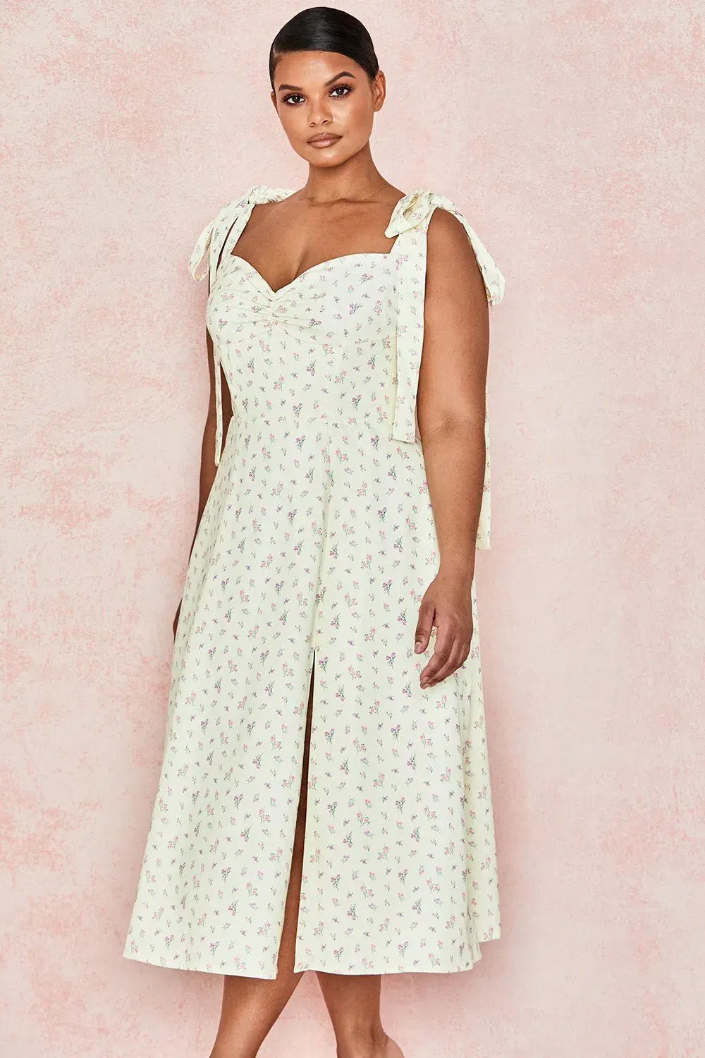 House of CB Alicia Sundress Midi Lemon Floral Print  Size L / AU 14 photo 3
