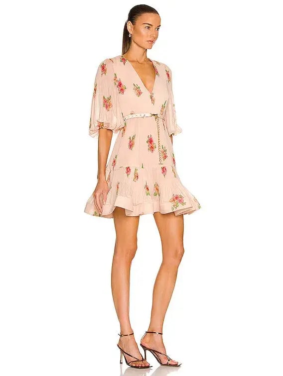 Zimmermann Pleated Mini Dress Blush Floral Size 1 photo 3