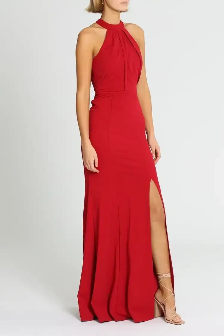 L'amour High Neck Scuba Crepe in Cherry Size AU 14 photo 2
