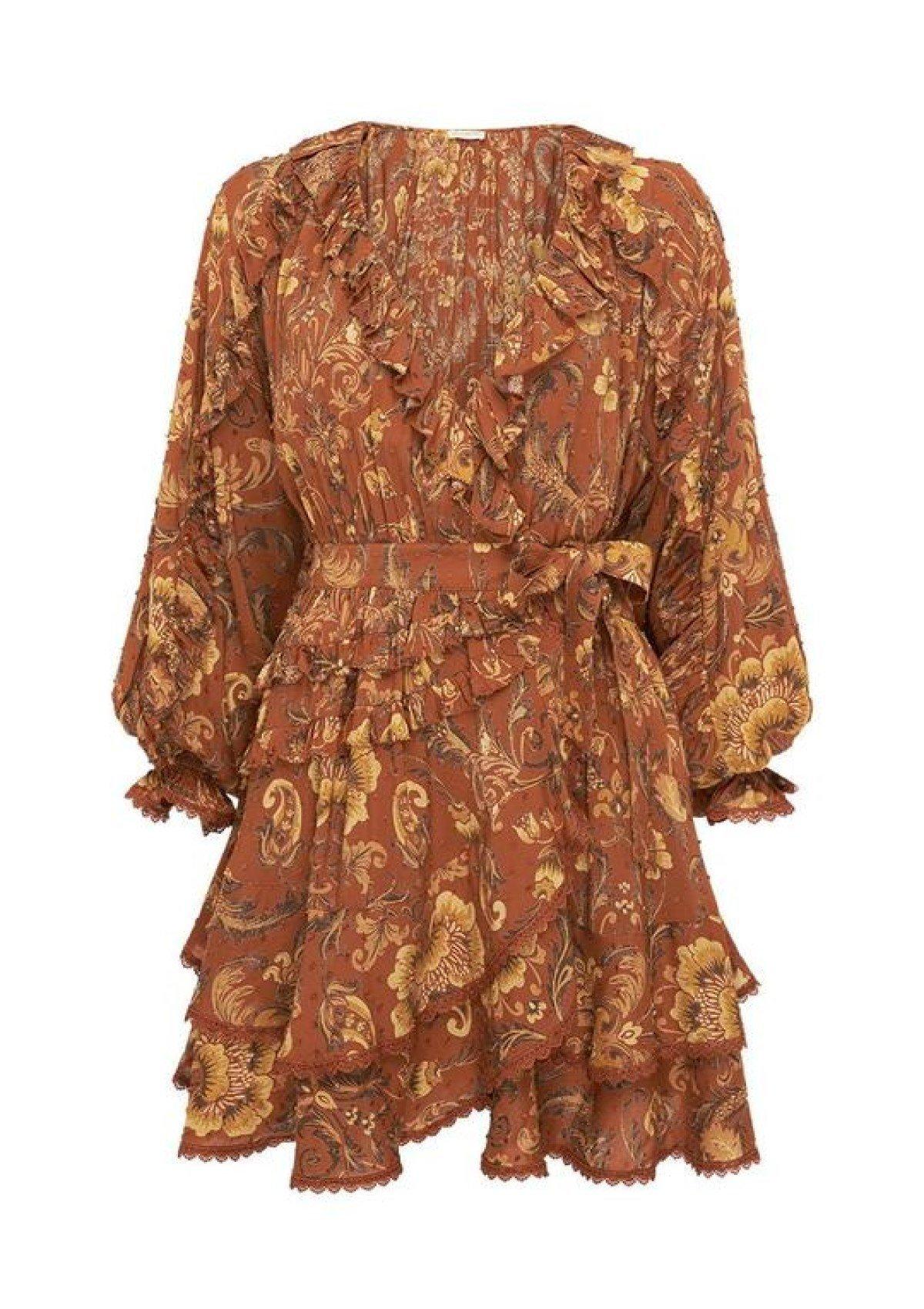 Spell  Aurora Long Sleeve Playdress Burnt Ember Print Size 14 photo 2