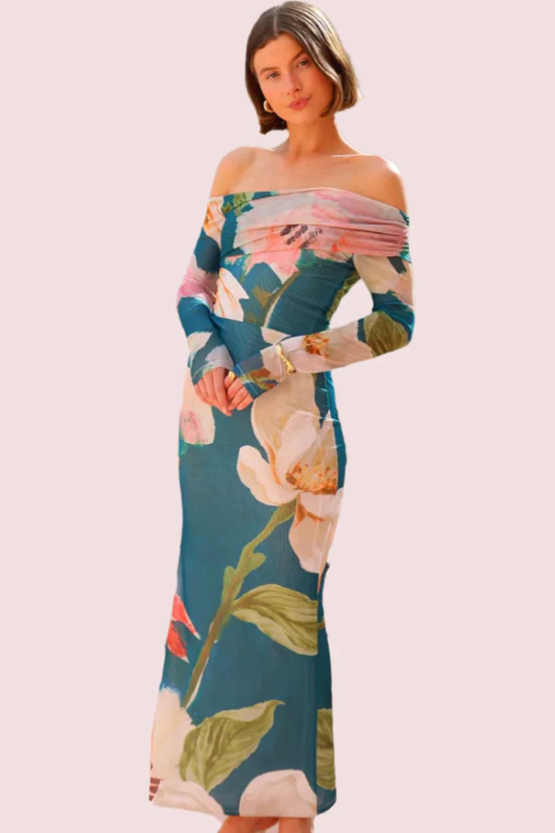 By Nicola Paloma Off Shoulder Mesh Maxi Dress photo 4