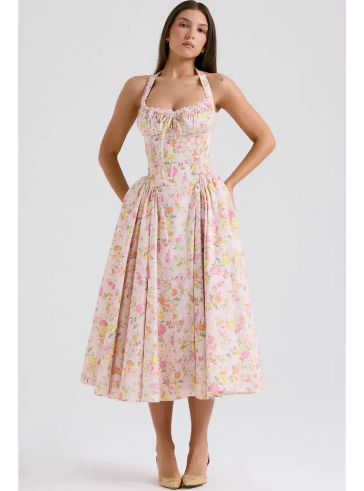 House Of CB Adabella Halter Midi Sundress Meadow Print Size XS / 6 photo 2