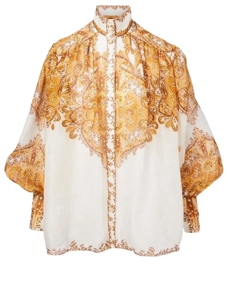 Zimmermann Zippy Billow Blouse Golden Paisley Size 1 / Au 10 photo 4