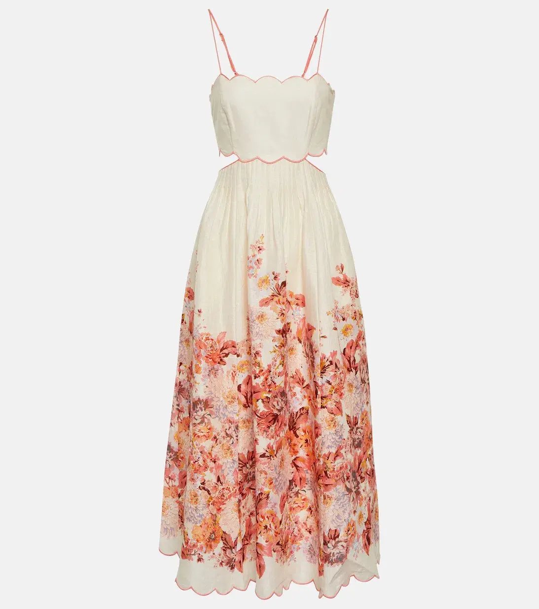 Zimmermann Devi Scallop Midi Dress in Cream Floral Size 3 / AU 10-12 photo 10