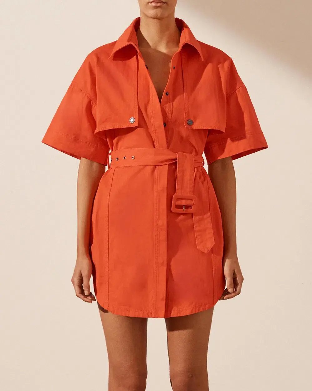 Shona Joy Anya Shirt Dress With Belt Hibiscus Size 10 photo 3