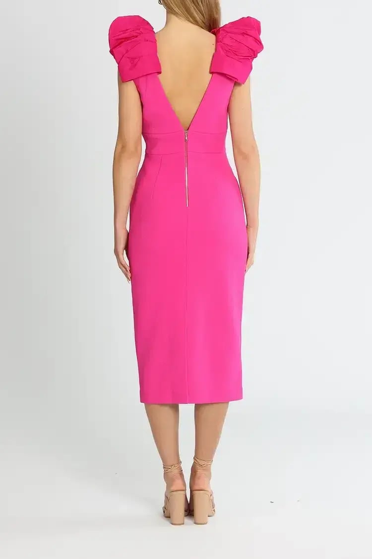 Rebecca Vallance Cupid's Bow Midi Dress Pink Size 12 photo 3
