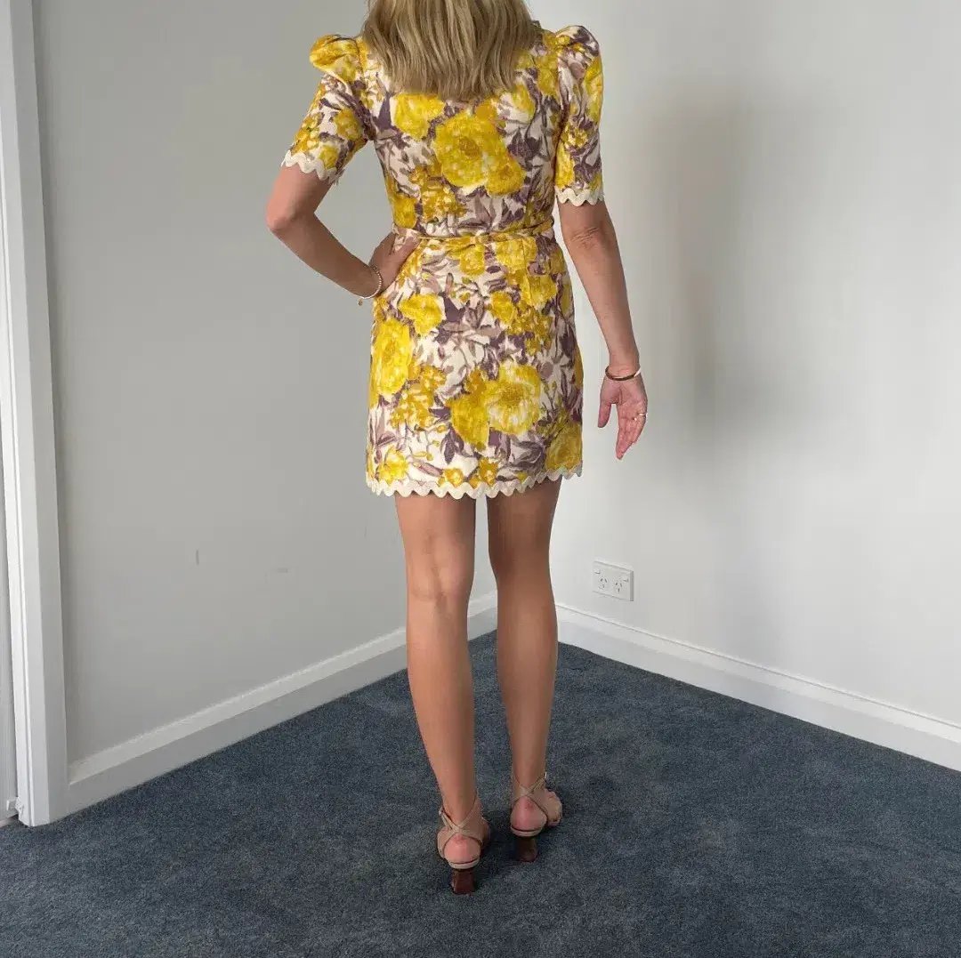 Zimmermann High Tide Ric Rac Mini Dress Floral Size 0 / Au 8 photo 4