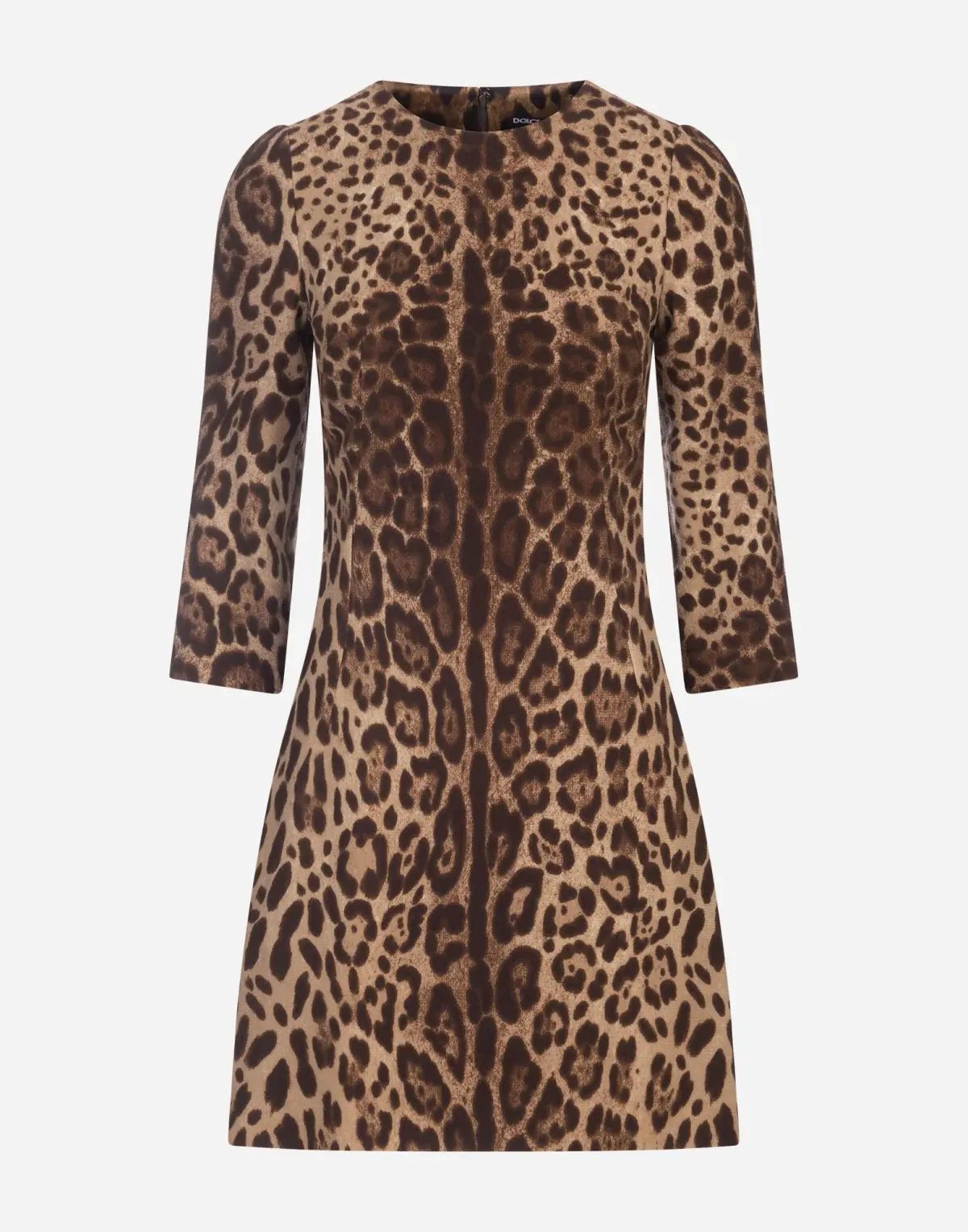 Dolce & Gabbana Double Crepe Mini Dress Leopard Print Size 8 photo 5