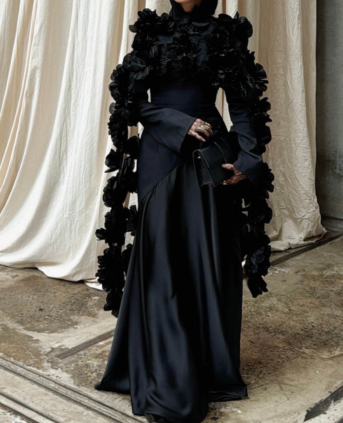 MIDNIGHT PETAL CAPE BY MY SECRET WARDROBE BLACK photo 4