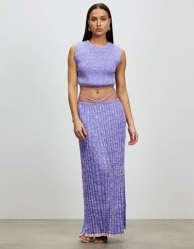 Christopher Esber Knit Top And Pleated Skirt Set Purple Size AU 8 photo 2
