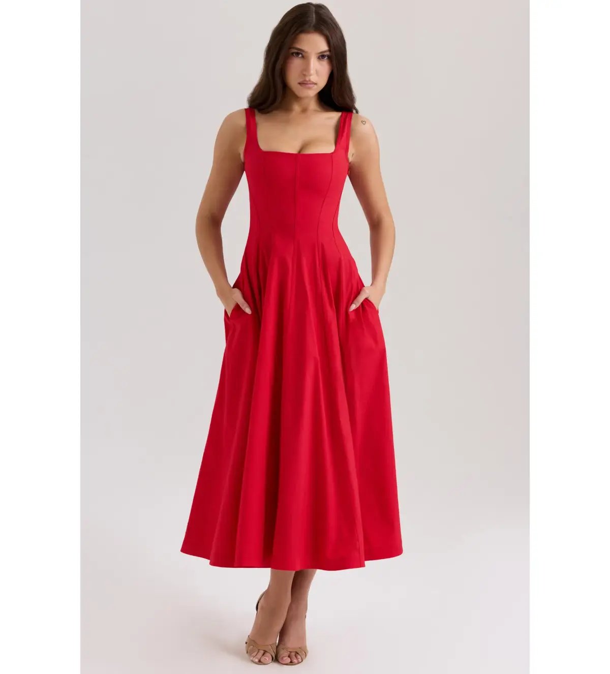 House Of CB Mariabella Long Midi Dress Red Size 14 photo 2