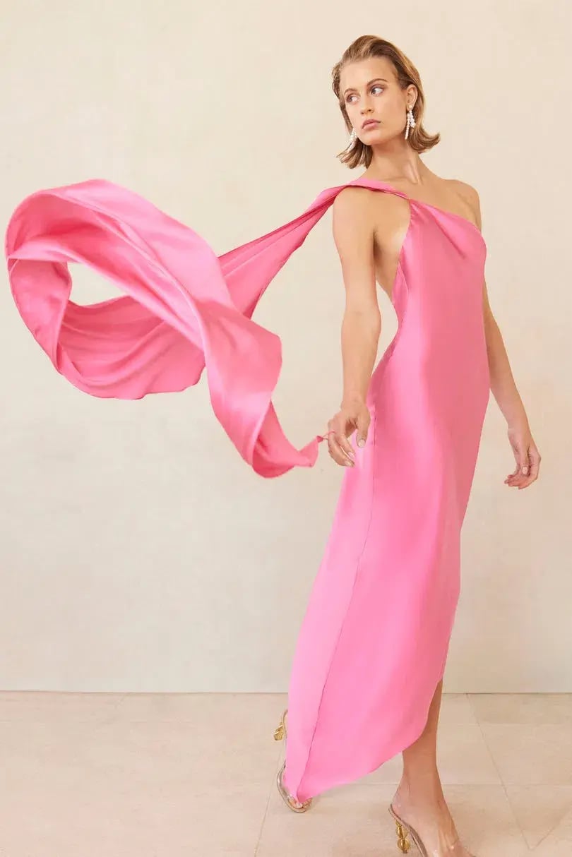 Cult Gaia Trysta One-Shoulder Asymmetric Dress Rosado Pink Size XS /AU 6 photo 2