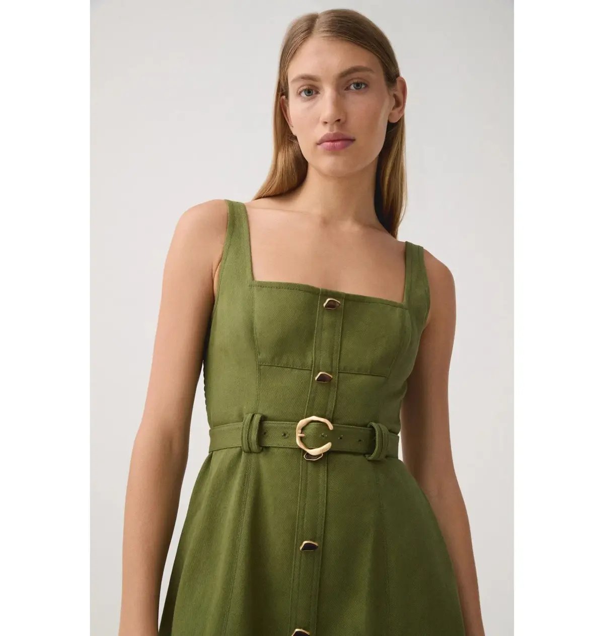 Aje Axle Utility Midi Dress in Palm Green Size AU 8 photo 3
