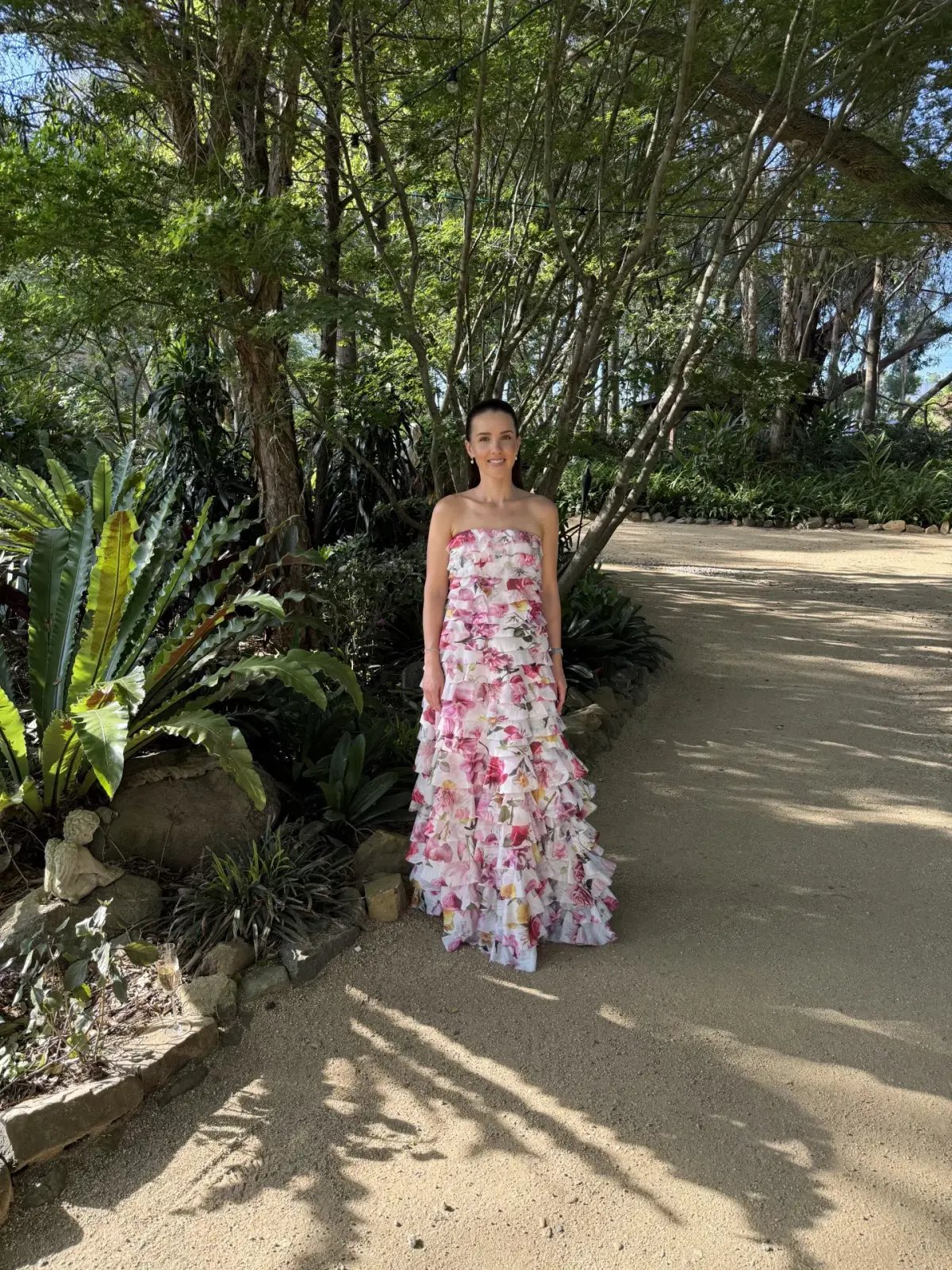 AJE Fleur Pleated Gown Collage Floral Size 8 photo 3