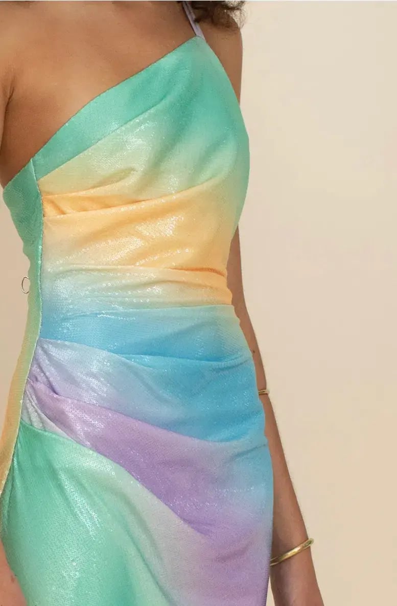Suboo Ombre One Shoulder Split Maxi Multi Color Size S / AU 8 photo 5