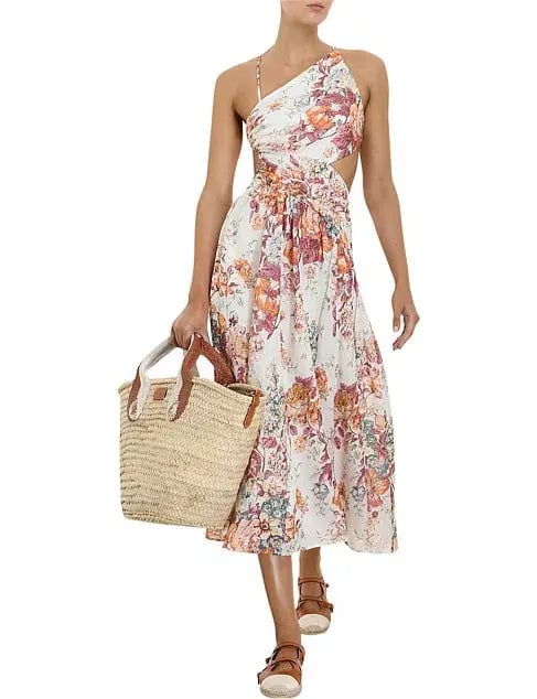 Zimmermann The Pattie Asymmetric Dress in Cream Floral Size 4 Au 12-14 photo 2