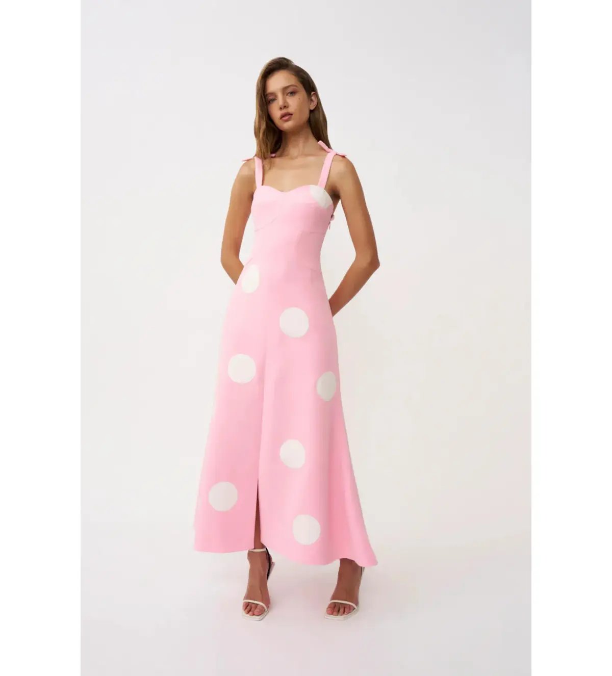 By Johnny Dolcetto Spot Ankle Dress in Pink Ivory Size 10 photo 2