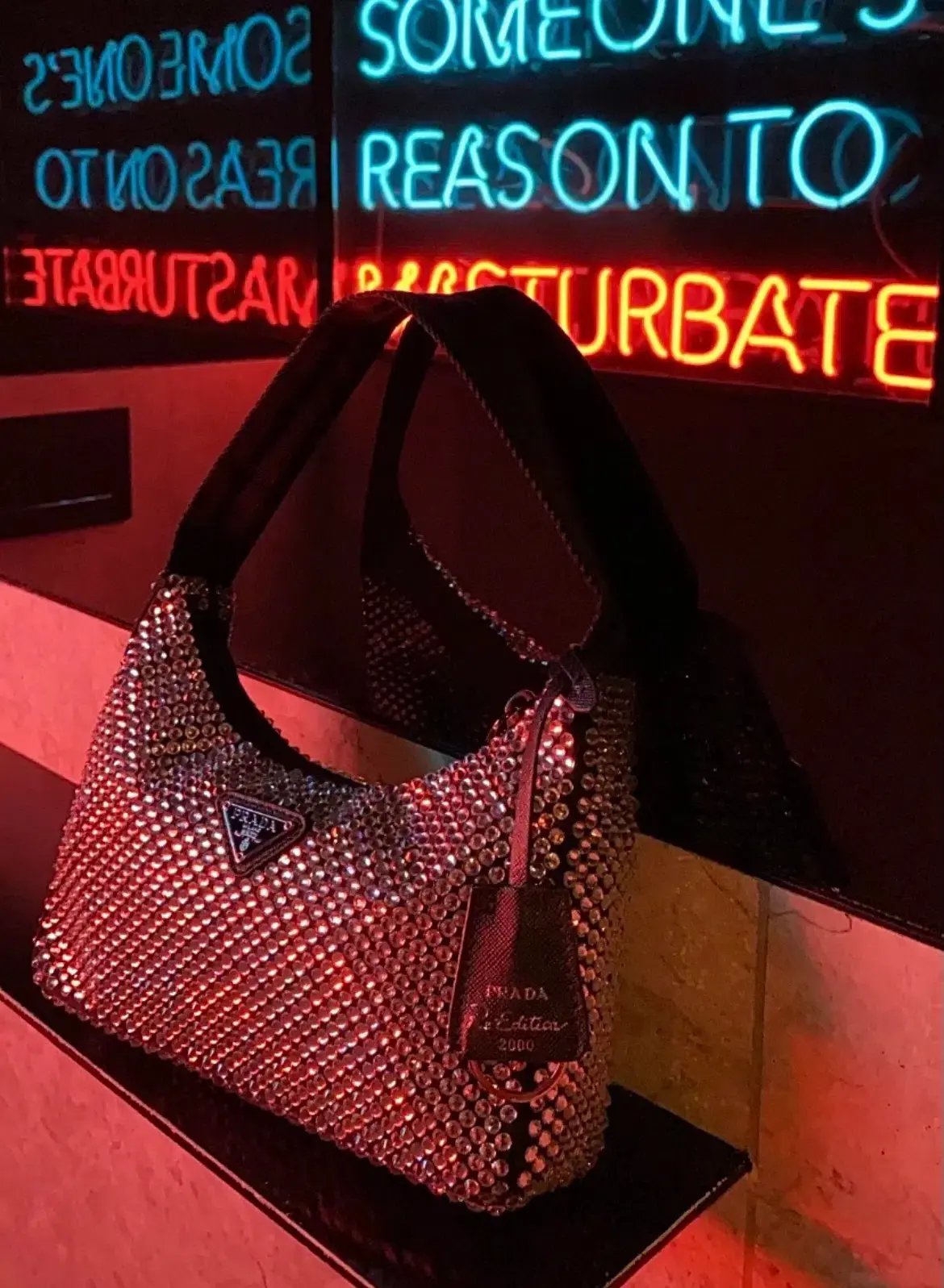 Prada Reedition Crystal Studded Black Bag photo 4