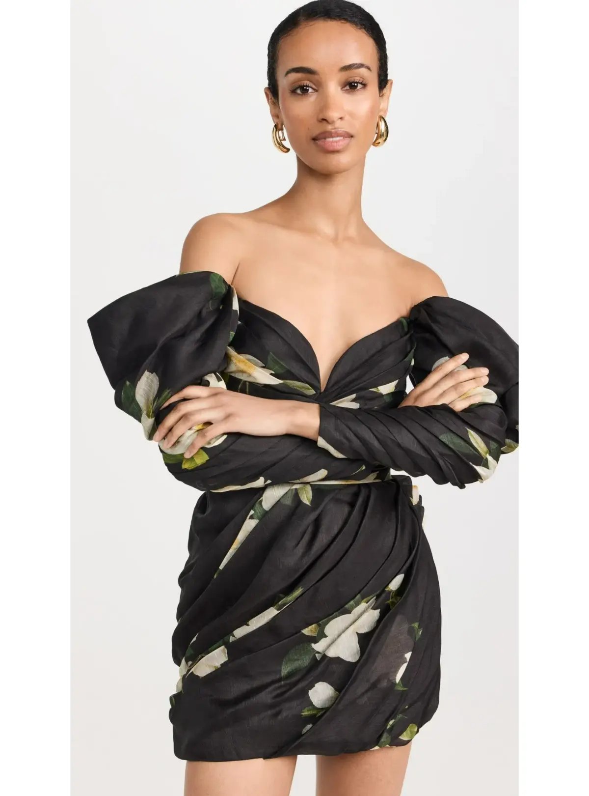 Zimmermann Harmony Drape Mini Dress in Black Magnolia Size 2 / AU 12 photo 2
