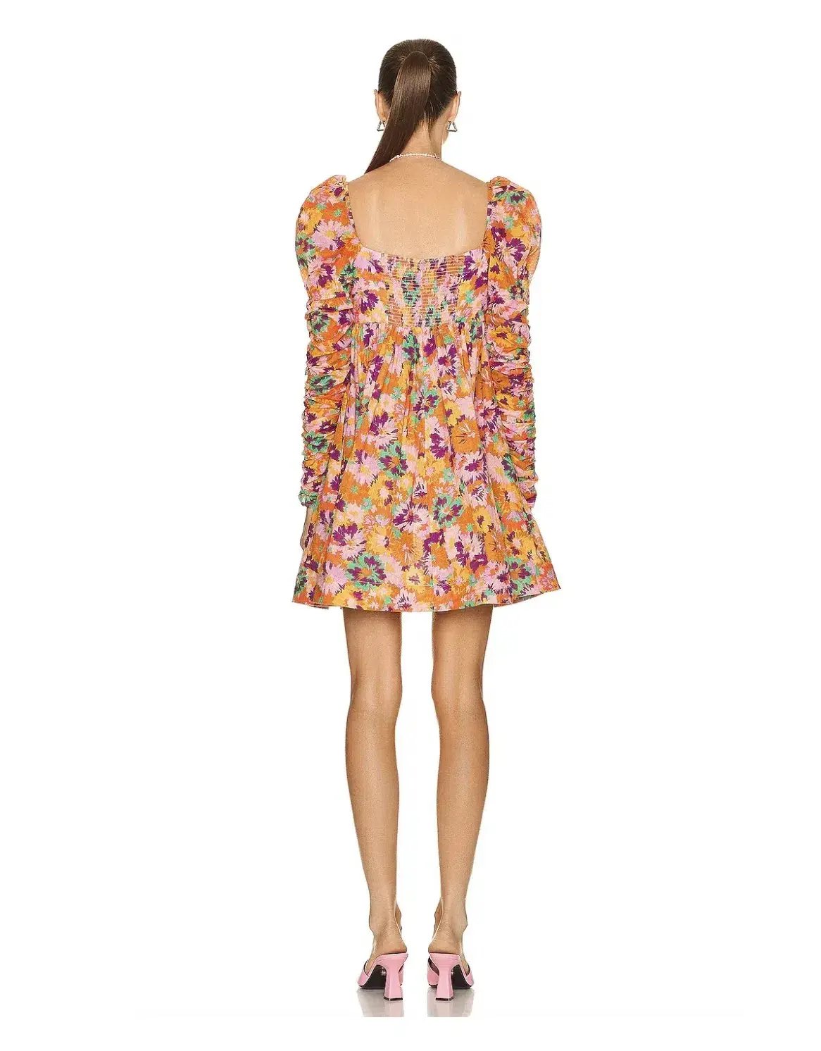 Zimmermann Violet Twist Front Mini Dress Mustard Multi Floral Size 1/Au 10 photo 2