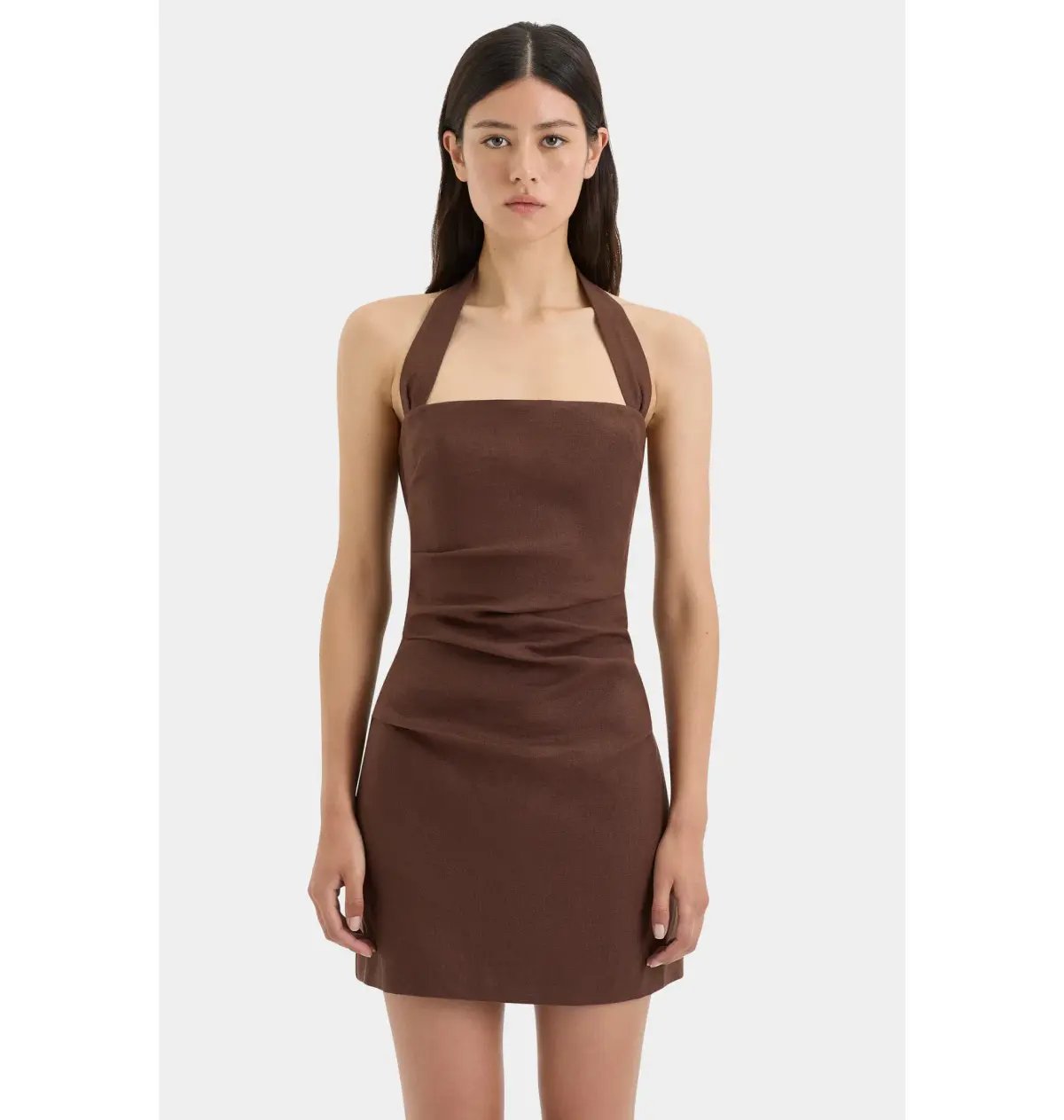 Sir The Label Noemi Halter Mini Dress in Chocolate Size 2 / AU 10 photo 3