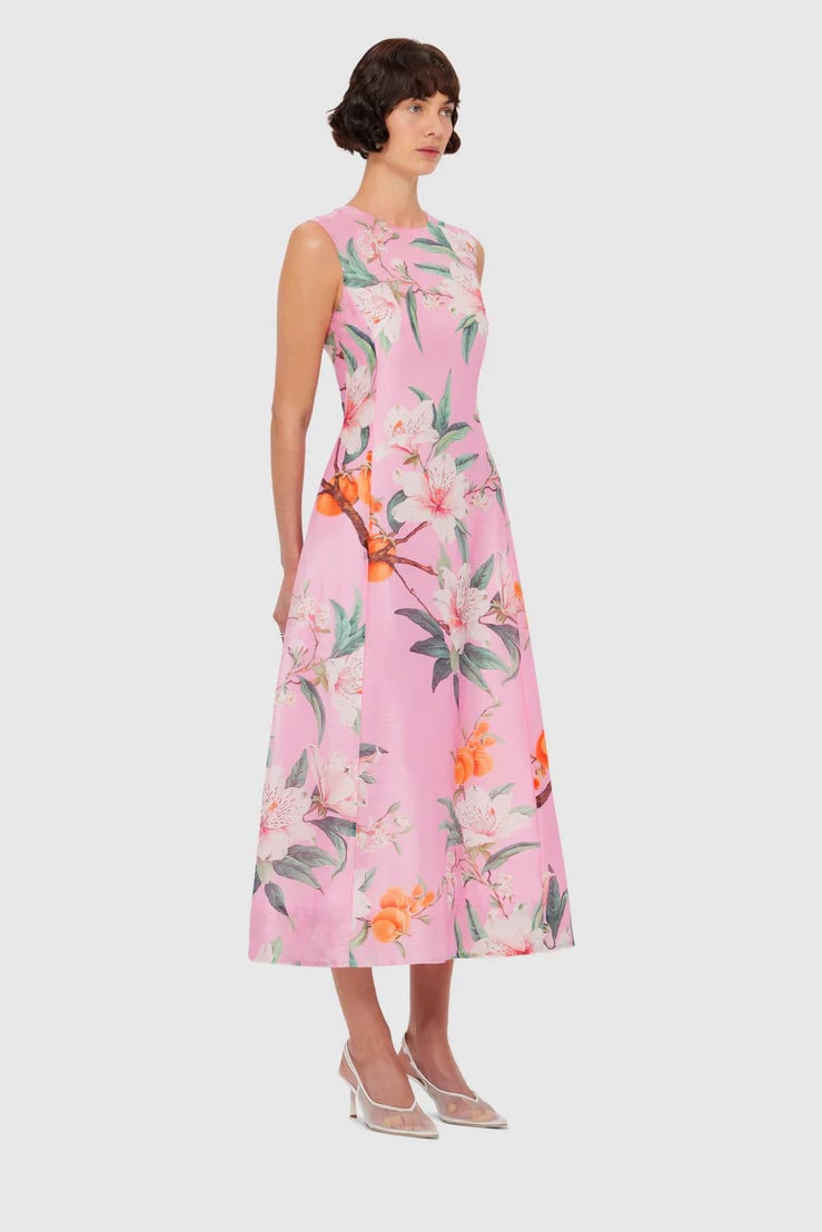 Leo Lin Cleo Sleeveless Midi Dress - Lavish Print in Pink photo 2