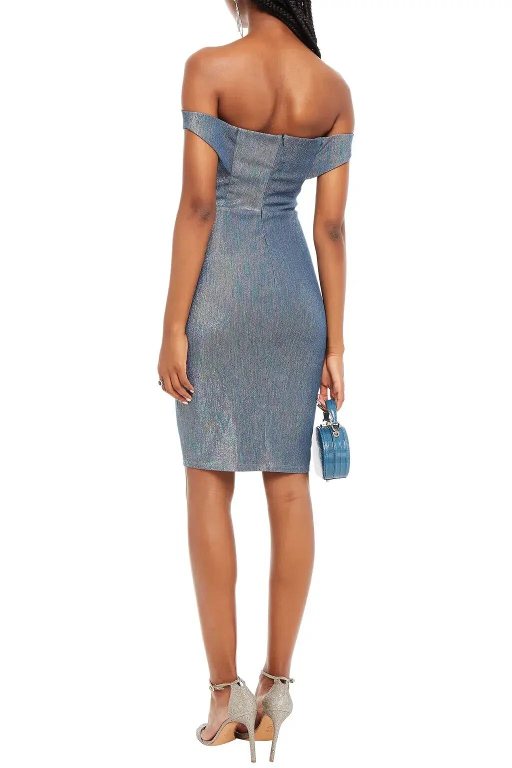 Michelle Mason Metallic Denim Dress Blue Size AU 4 photo 2
