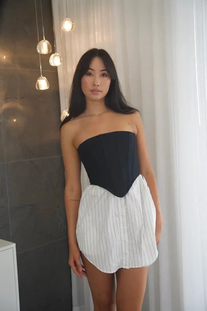 Dion Lee Internal Corset Mini Dress Black/White Size 6 photo 3