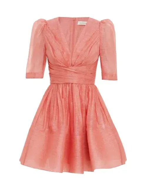 Zimmermann Wonderland Sleeved Mini Dress Guava Size 0/ Au8 photo 2