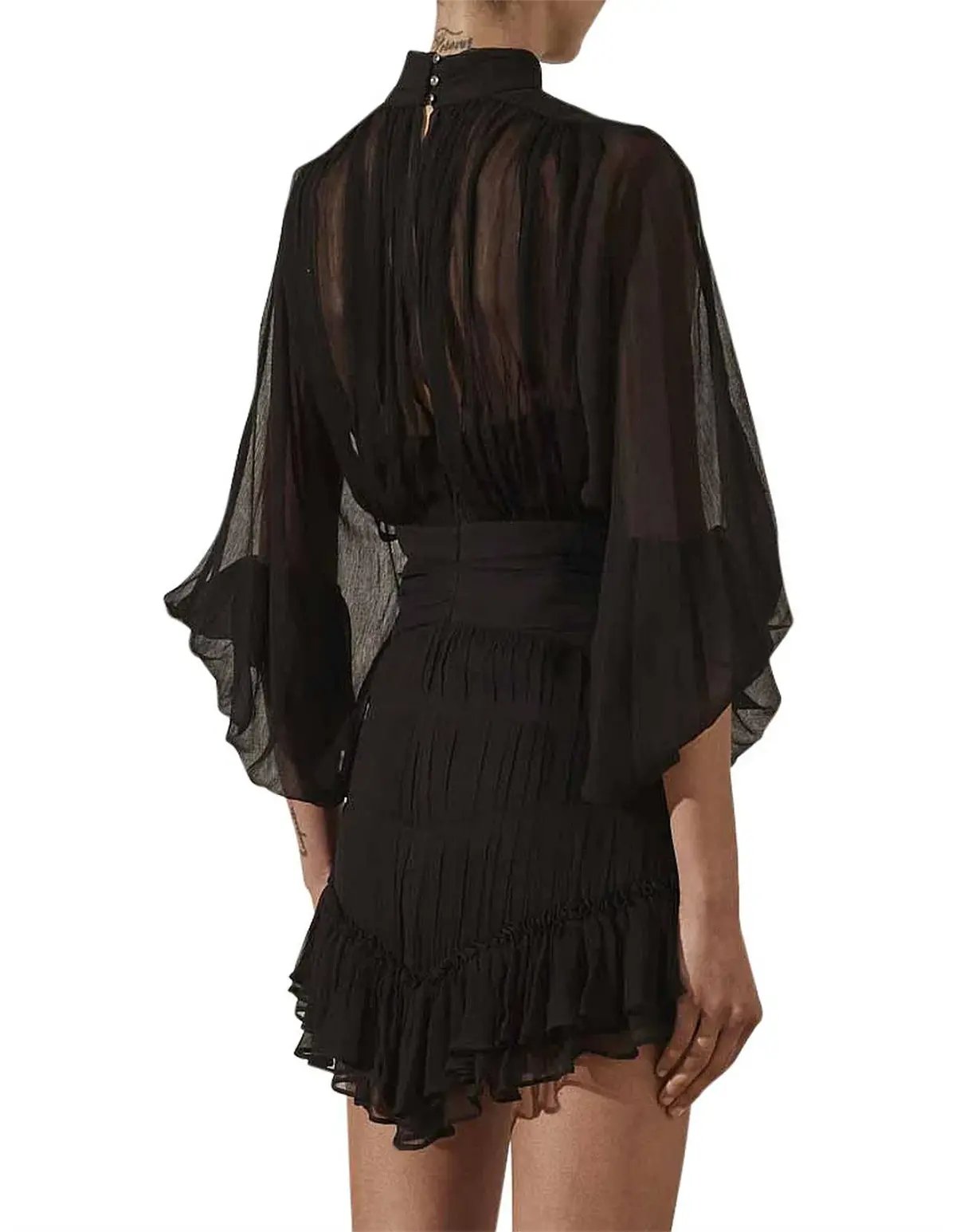 Shona Joy Clemence Long Sleeve Mini Dress Black Size 6 photo 3