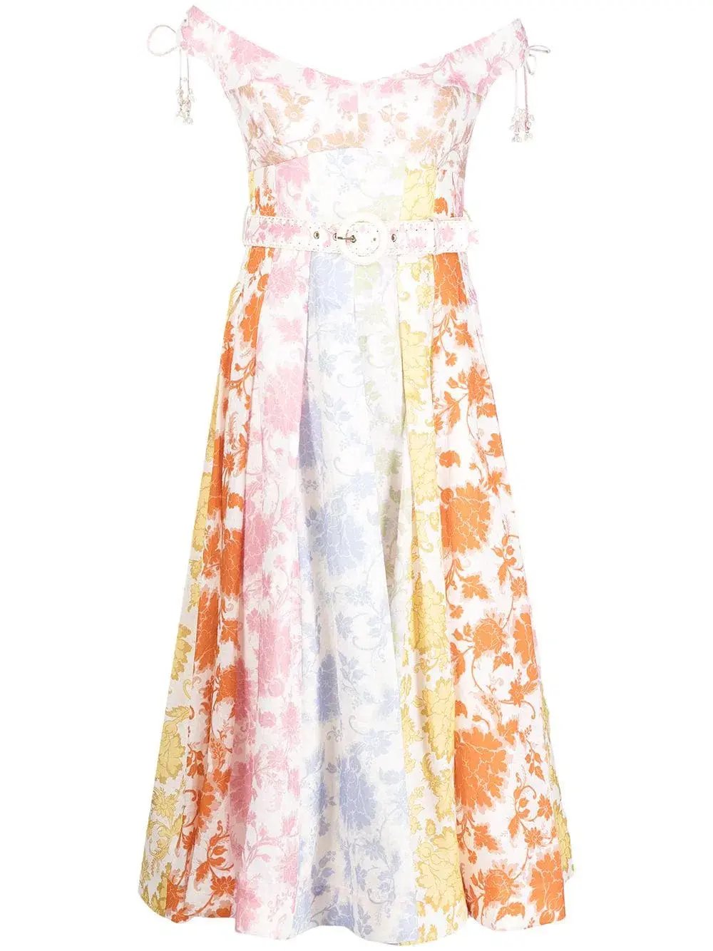 Zimmermann Postcard Spliced Midi Dress Size 1/Au 10 photo 4