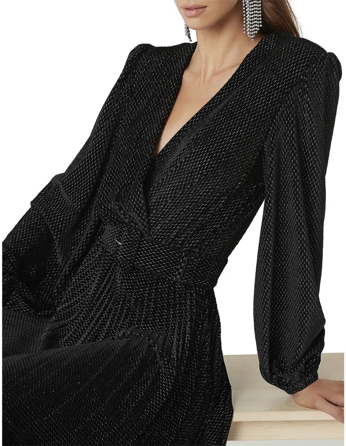 Rebecca Vallance Viper Plunge Midi Dress Black Size 14 photo 2