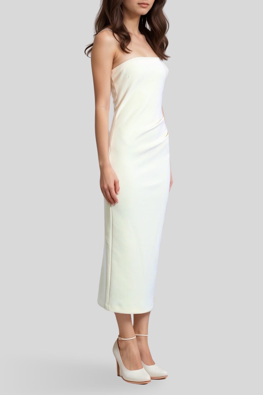 Karina Strapless Midi Dress - Butter Yellow photo 2