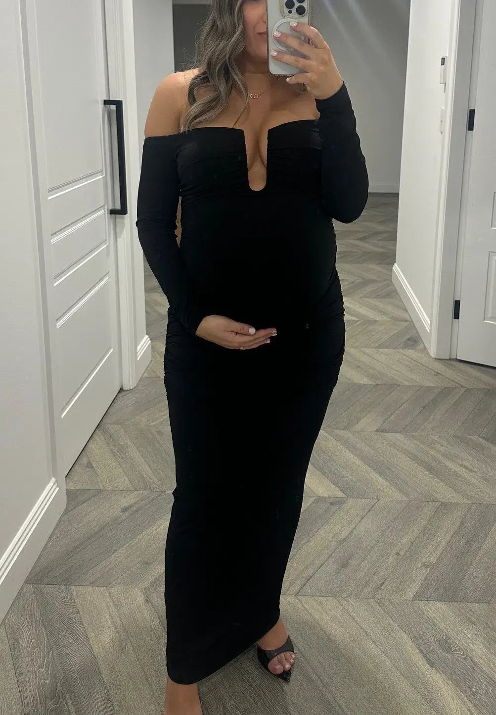 Misha Raelynn Matte Slinky Midi Dress Black Size 10/M photo 6