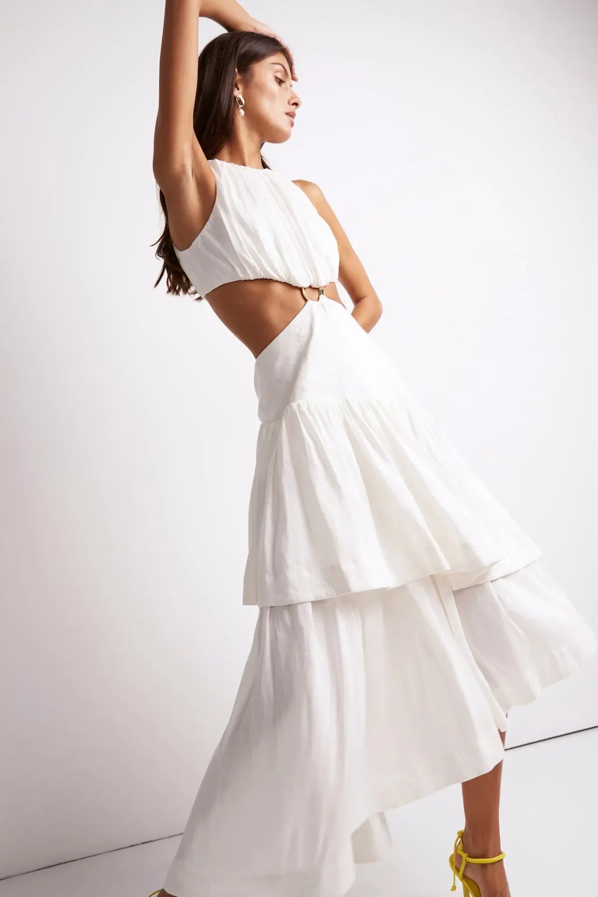 Aje Caliente Cut Out Dress White Size 6 photo 3