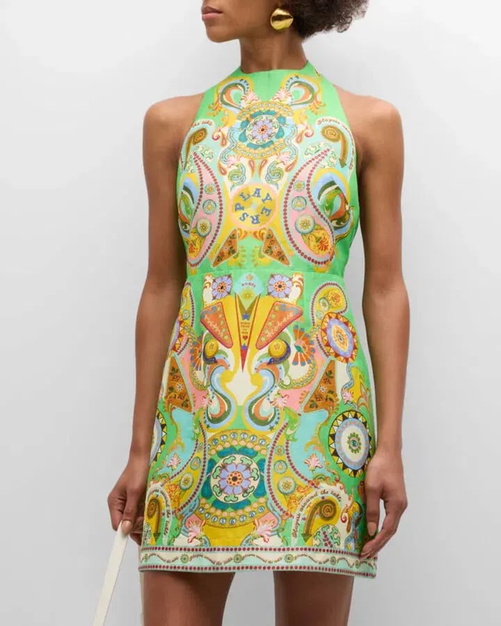 Alemais Pinball Mini Dress Green Multi Size AU 8 photo 4