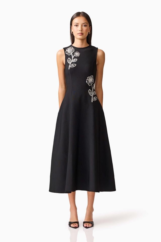 Elliatt Soleil Midi Dress - Black photo 3