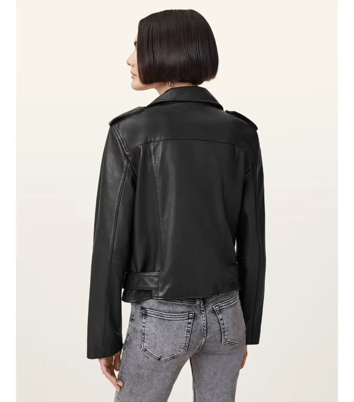 AllSaints Balfern Leather Biker Jacket Black Size AU 8 photo 4
