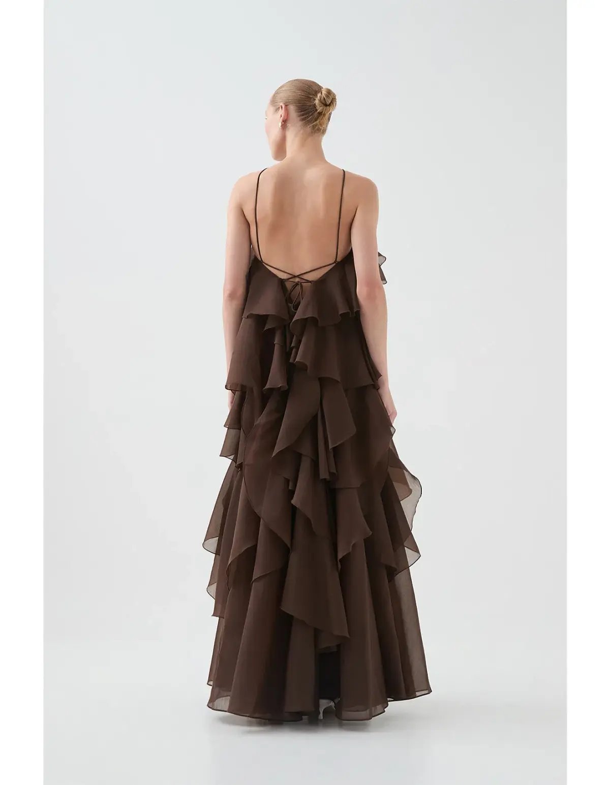 Aje Pandorea Layered Maxi Dress Carob Brown Size 8 photo 3