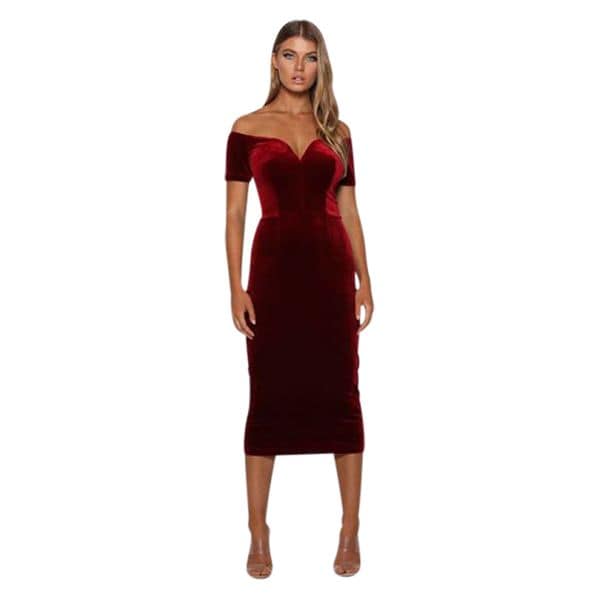 Elle Zeitoune French Velvet Dress - Wine photo 4