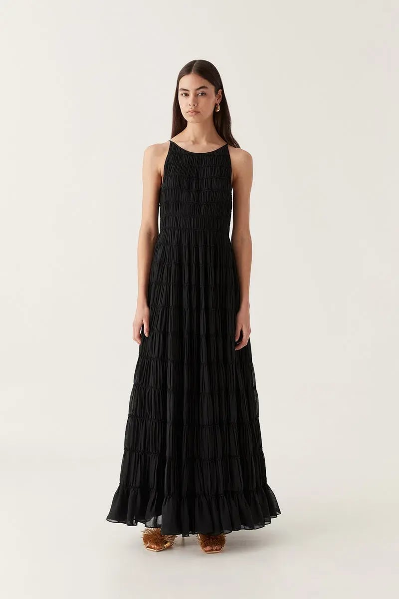 Aje Rosewood Ruched Maxi Dress Black Size 16 photo 6