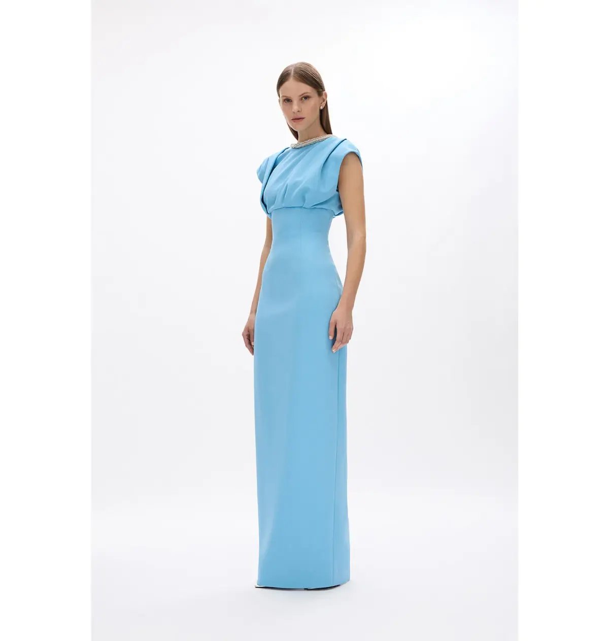 Rachel Gilbert Orion Trim Gown Blue Size 8/1 photo 2
