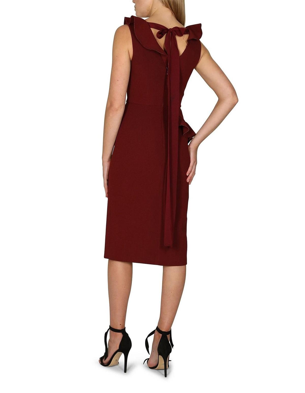 Rebecca Vallance Sylvette Midi Dress Burgundy Size 6 photo 3