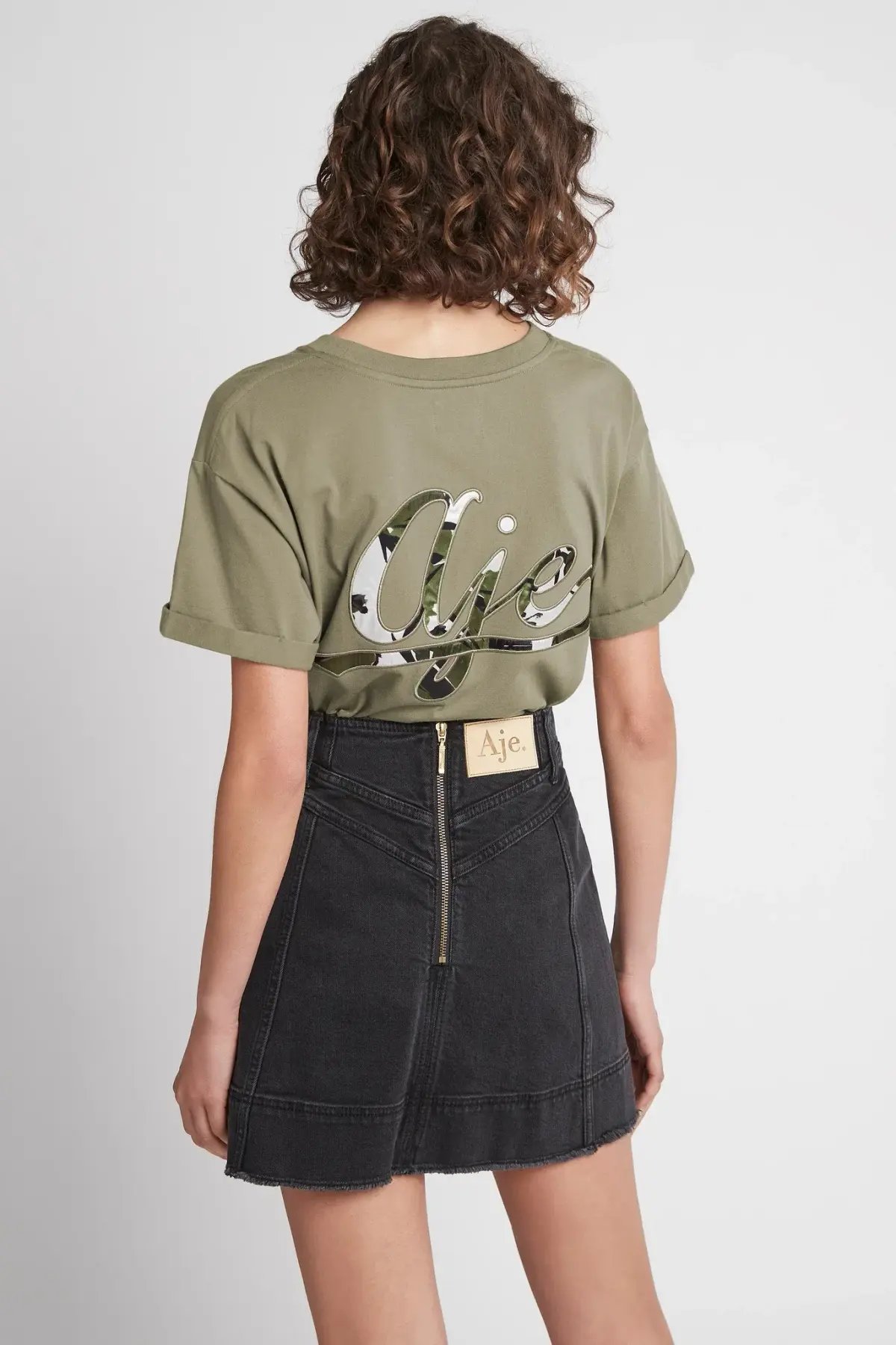 Aje Cole Denim Mini Skirt Black Size 12 photo 3